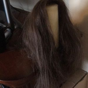 Real human hair  fall piece dark brown